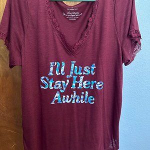 Fun lacy tee with sassy saying!
